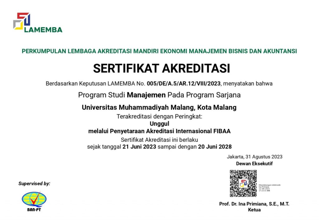Akreditasi Manajemen UMM Unggul LAMEMBA
